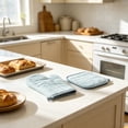 thumbnail image 6 of Set of 2 Oven Mitts and Pot Holders, Heat Resistant Kitchen Gloves Microwave Safe, Thick Cotton Padding Soft Interior, Hanging Loop Convenient Storage, for Baking Grilling Stovetop Countertop, 6 of 6