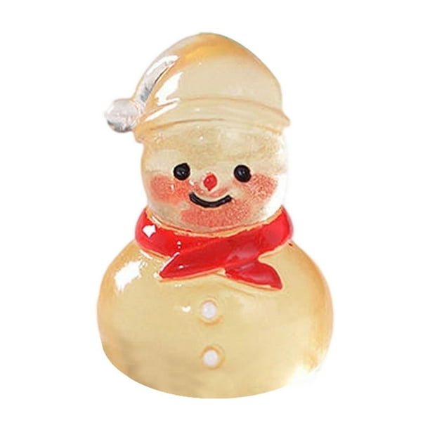 Adorno Navideño de Muñeco de Nieve de Resina Brillante para Escritorio | Bonita Figura con Sombrero y Bufanda Roja | Adorno Navideño Que Brilla En La Oscuridad | Decoración Duradera para Mesas Pequeñ