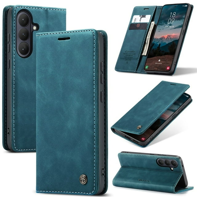 CaseMe Cuero para Samsung Galaxy S26 5G Funda, Funda de Cuero con Tapa y Tarjetero Cierre Magnético Soporte a Prueba de Golpes Funda Protectora para Teléfono para Galaxy S26 5G 6.3"