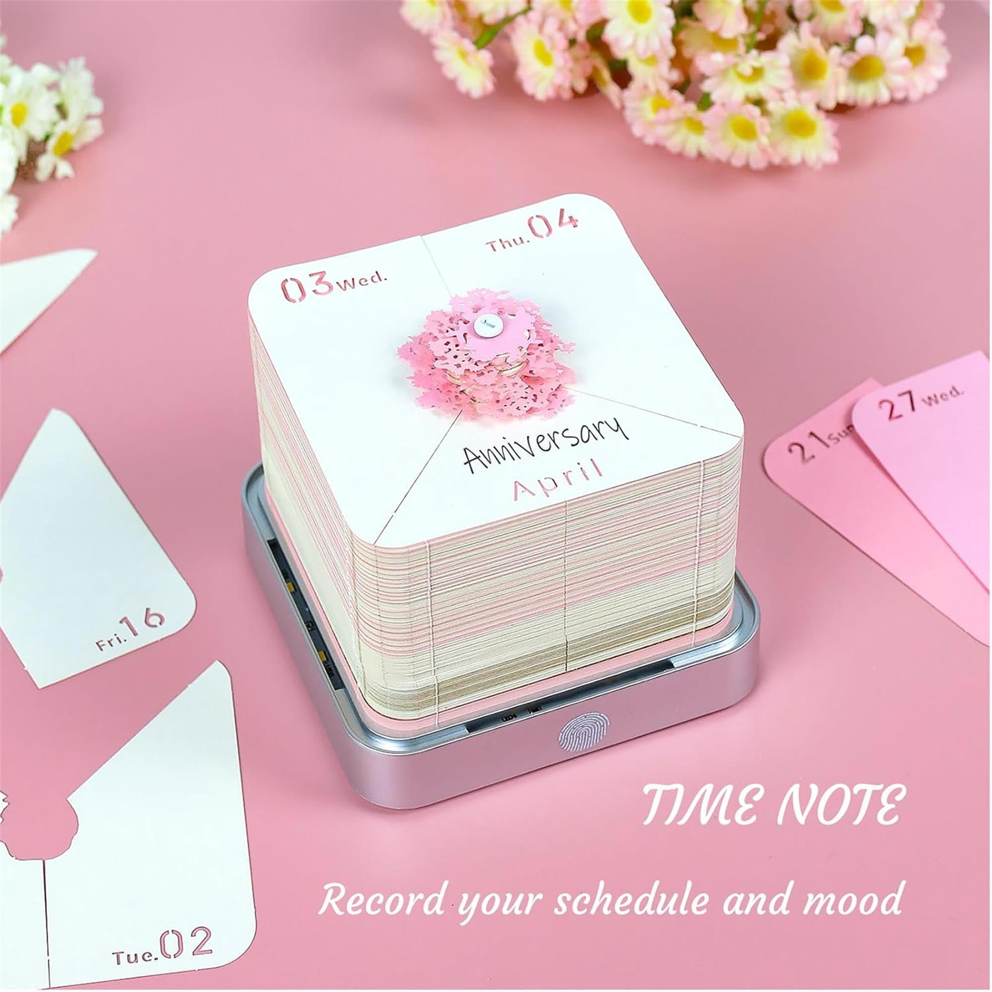 SQDWYGG 3D Memo Pads Paper, Creative Time Piece 2025 Notepad Artopad Carving Gift Desktop Decoration, Artist DIY Notes With LED Lights Craft,Pink Tree,3.85" x 3.85"x 3.34"