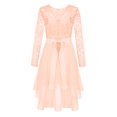 thumbnail image 4 of Sywiyi Robe Formelle Haute Basse pour Filles, Dentelle à Sequins, Robe de Demoiselle d'Honneur en Chiffon, Robe de Demoiselle d'Honneur, Nude 8, 4 of 6
