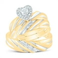 thumbnail image 3 of 10K Yellow Gold His Hers Round Diamond Heart Matching Wedding Set 3/8 Cttw, Womens Size: 5-10, Mens Size: 7-13, 3 of 3