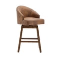 thumbnail image 7 of Villeston Swivel Bar Chair With Backrest Sets of 2, Leather Kitchen Stool With Wooden Legs And Footrest，Coffee, 7 of 7