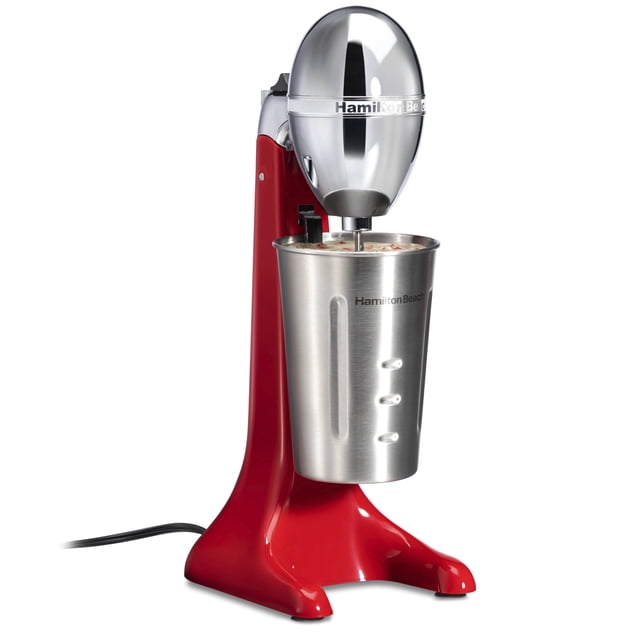 Hamilton Beach DrinkMaster Mélangeur Électrique pour Boissons, Mousseur Rétro pour Milkshakes et Mousseur à Lait, 2 Vitesses, Gobelet en Acier Inoxydable Extra-Grand de 28 oz, Rouge