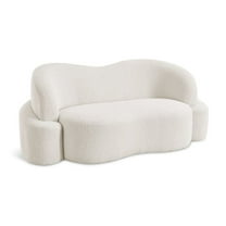 Meridian Furniture Principessa Cream Boucle Fabric Loveseat