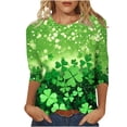 thumbnail image 2 of Zedker St Patty's Day Shirt Women 2026 Casual Plus Size 3/4 Sleeve Irish Clover Shirts Funny Saint Patrick's Tunic Tops, 2 of 5