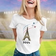 thumbnail image 2 of TINZ T-Shirt pour Femmes Été Manches Courtes Col Rond Motif Haut Décontracté Chemises de Football pour Femmes T-Shirt Manches Courtes, 2 of 4