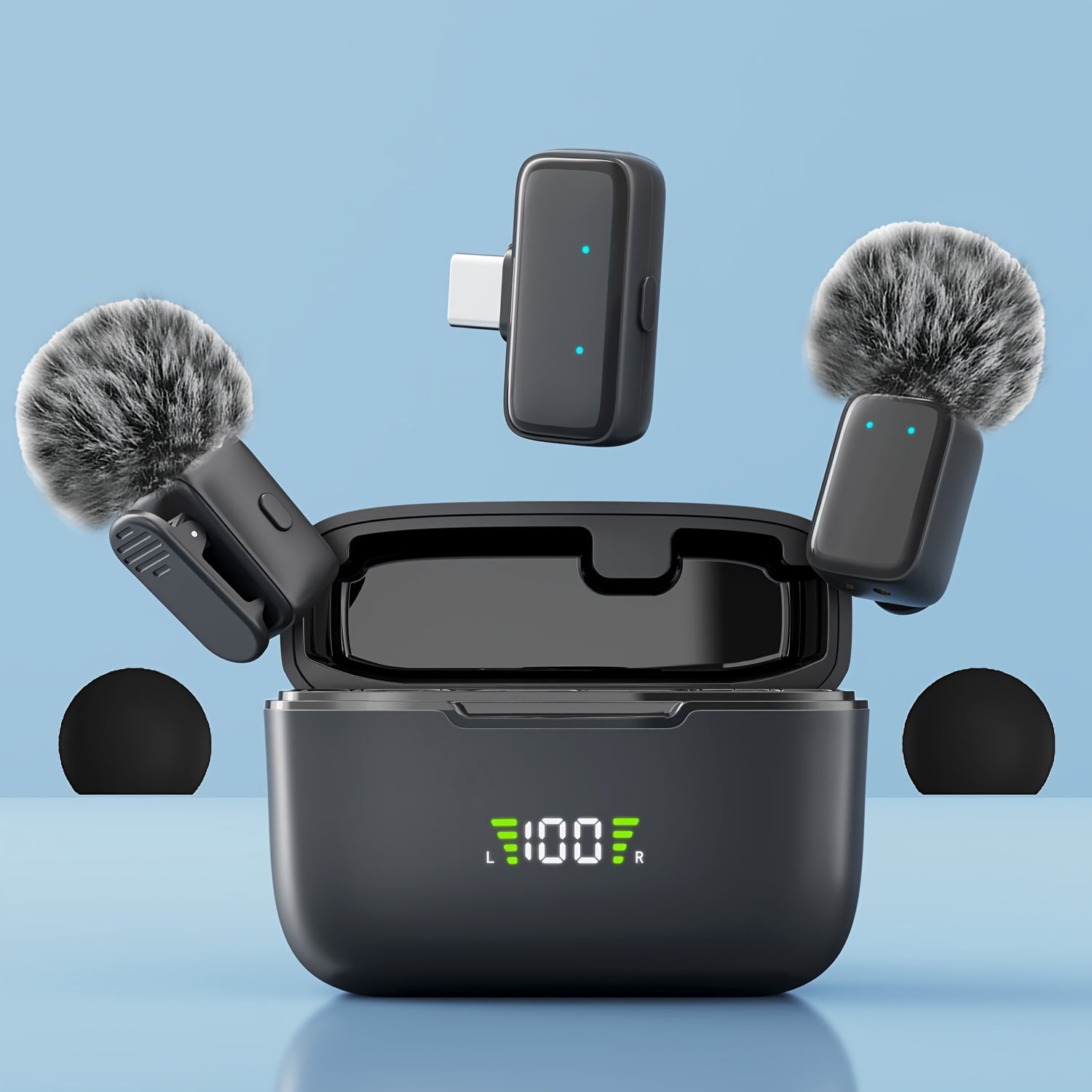 Wireless Clip-On Mini Microphone with Charging Case - Portable Lavalier Mic for Vlogging, Streaming, Podcasts & Meetings
