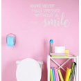thumbnail image 3 of Bathroom Wall Décor Art - Never Dressed Without Your Smile - Wall Decal Vinyl Lettering Stickers 23x14-Inch Light Gray, 3 of 6