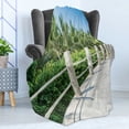 thumbnail image 4 of Beach Pathway Soft Flannel Fleece Throw Blanket, Walkway with Marble Balustrade in Yangjiang Hailing Island China, Cozy Plush for Indoor and Outdoor Use, 50" x 70", Blue Green Off White, by Ambesonne, 4 of 5