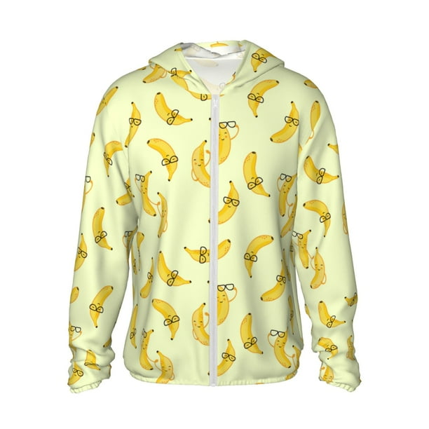 Fotbe Bananas Chaqueta con Protección Solar UPF 50+ para Hombre y Mujer, Camisa con Capucha y Bolsillos-XX-Large