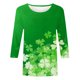 thumbnail image 4 of RKSTN 3/4 Length Sleeve Womens Tops Oversized Crewneck St Patricks Day Lucky Shamrocks Graphic Print T Shirt Womens Casual Plus Size Round Neck Loose Irish Festivities Three Quarter Sleeve Shirt, 4 of 6