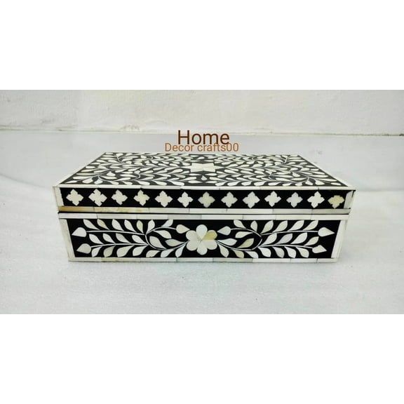 Indian Handmade Bone Inlay Jewelry Box ,Floral Pattern jewelry box, Bone Inlay furniture, bone inlay box