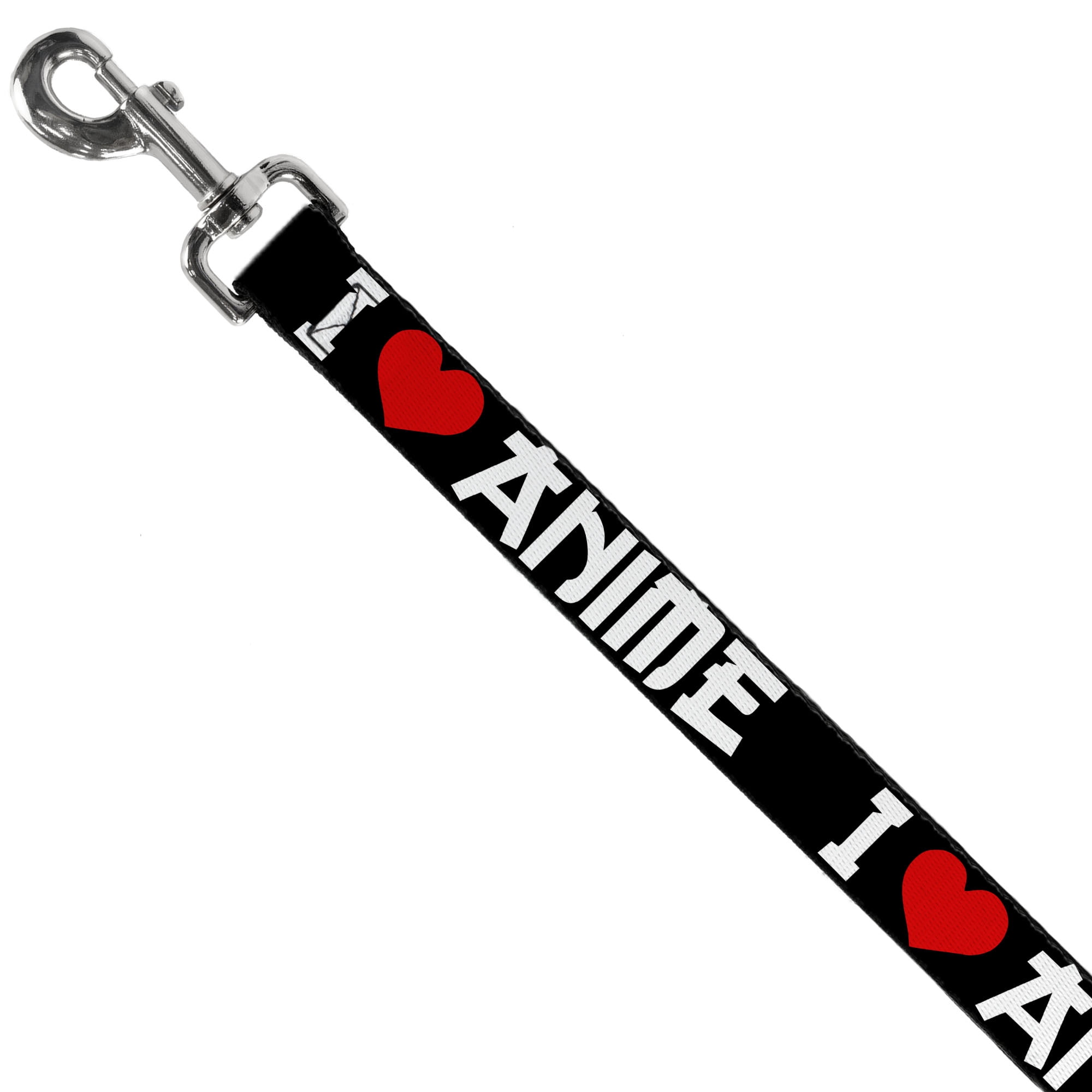 Buckle-Down Pet Leash, Dog Leash, I Heart Anime Bold Black White Red, 6 Feet Long 1.0 Inch Wide