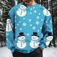 thumbnail image 2 of SXcggal Men's Christmas Snowman Print Pullover Long Sleeve Round Casual Sweatshirt Loose Trendy Warm Men Sweatshirt Top, 2 of 4