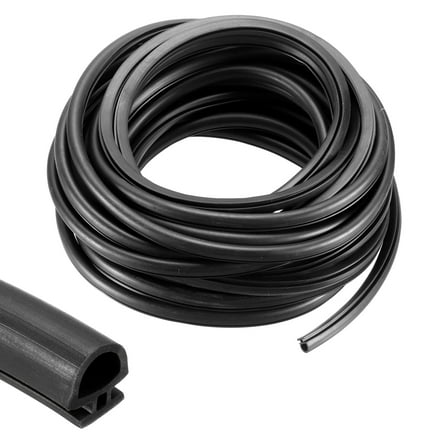 Window Weather Stripping Door Seal, 5/16" Wide Bulb Bubble TPE Weatherstrip Seal for 1/4" Slot (10 m/33 ft, Black)