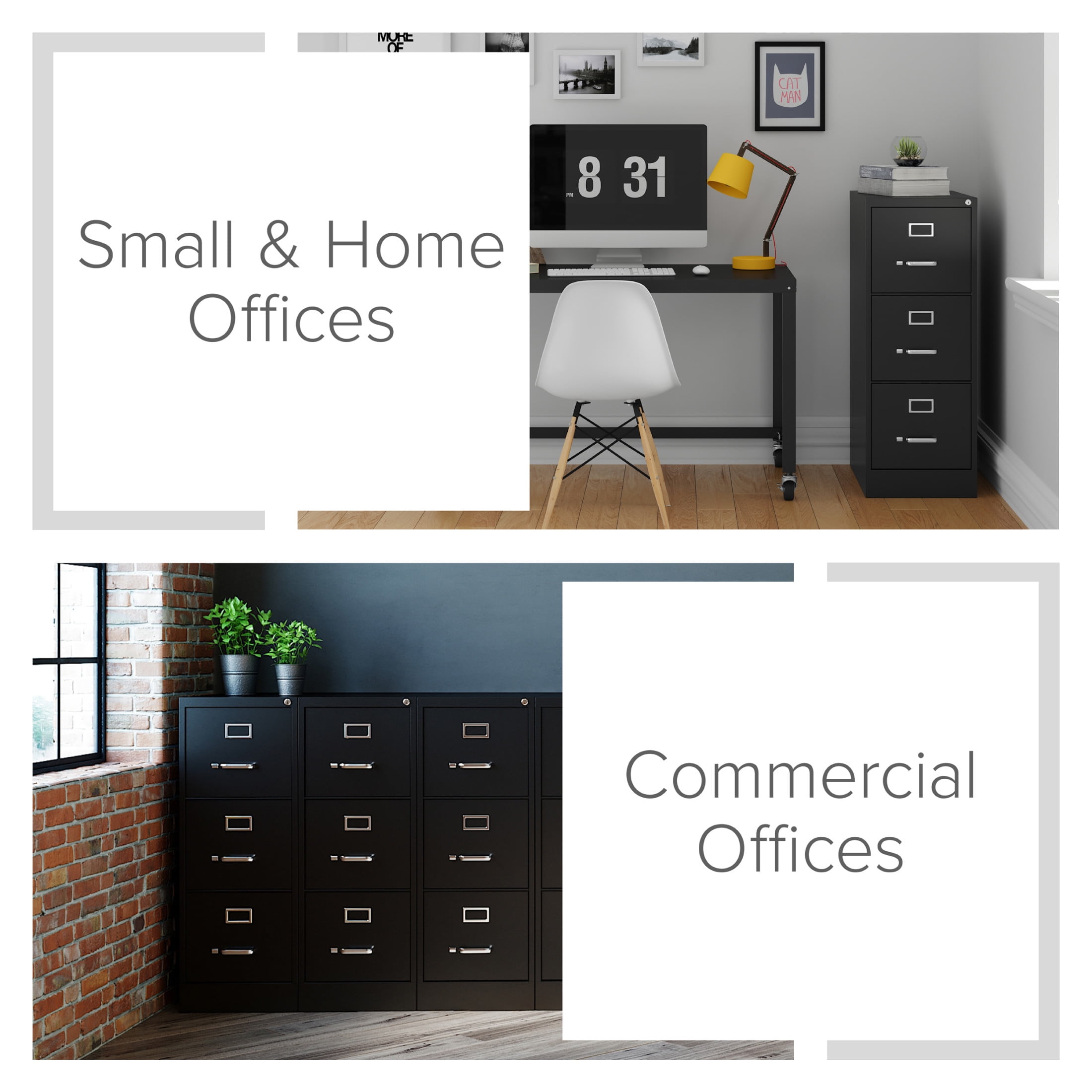 Hirsh 3 Drawer Letter Locking Metal Vertical File Cabinet, 22" Deep, Black