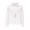 thumbnail image 5 of aidice Tops for Women Lapel Neck Long Sleeve Ruffle Shirts Button Fitting Office Business Casual Tops, 5 of 7