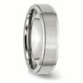 thumbnail image 4 of Stainless Steel Ridged-Edge 6mm Brushed and Polished Band Ring 7.5 Size, 4 of 6