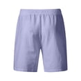 thumbnail image 4 of Nestiefly Men's Cotton Linen Casual Shorts Elastic Waist Drawstring Summer Beach Shorts with Pockets Purple M, 4 of 4
