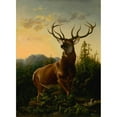 thumbnail image 3 of Alexander Brodszky 14x18 Black Modern Framed Museum Art Print Titled - Deer in Forest Landscape (1876), 3 of 5