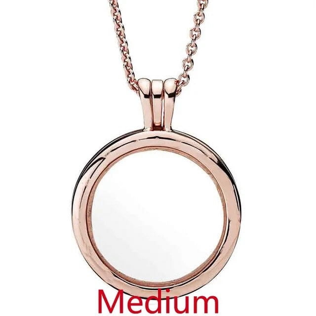 Sparkling Heart Large Key With Crystal Round Lockets Floating 925 Sterling Silver Necklace For Europe Bead Charm Diy Jewelry