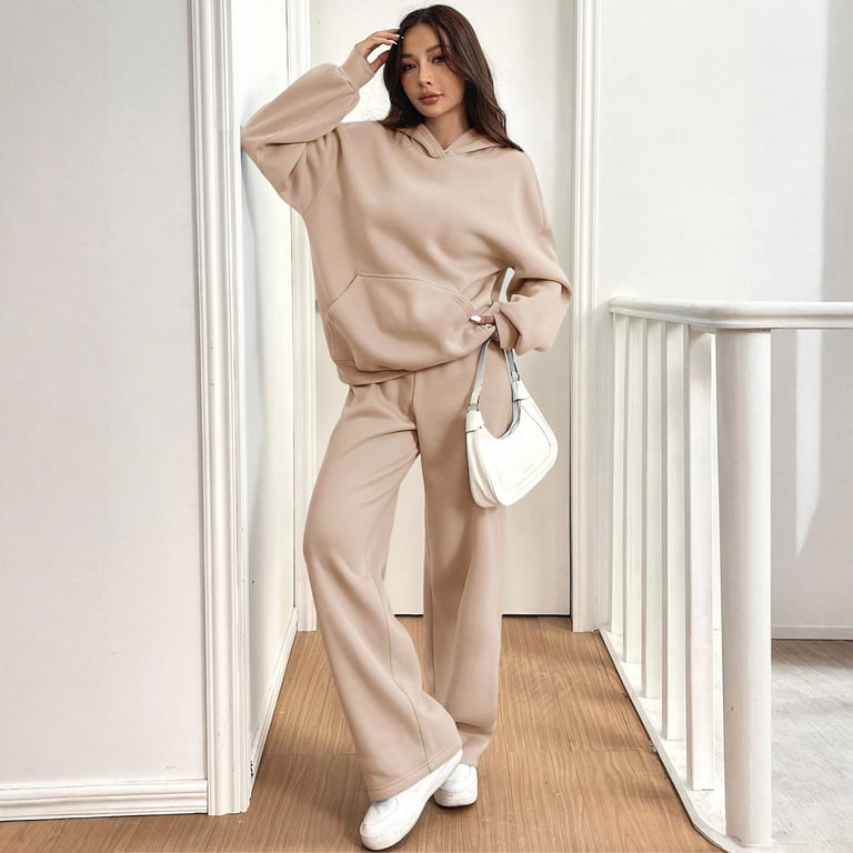 LGB Sweat suit SetUp FlarePants セットアップ Women's Oversized 2 Piece Sweatsuit Set Hoodie Wide Leg Sweatpants