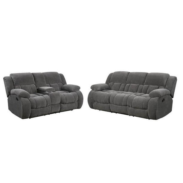2 Piece Recliner Sofa Set With Reclining Loveseat And Reclining Sofa In Gray Walmart Com Walmart Com