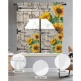 thumbnail image 2 of Sunflower Swag Kitchen Curtains Sets for Windows 24 Inch Length, Yellow Flowers Summer Botanical Wooden Short Window Curtain Panels Swags Valances and Tiers 3 Piece Set for Cafe/Dining Room, 2 of 5