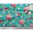 thumbnail image 2 of Soimoi Green polyester Crepe Fabric Feather,Leaves & Ranunculus Floral Printed Fabric 1 Yard 42 Inch Wide, 2 of 3