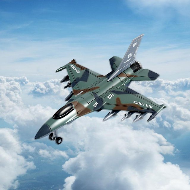 Modelo Metal, modelo de aviación, decoración para hogar, coleccionables, sonido y luz, de extraíble , F16 F16 verde Hugo Modelos de aviones