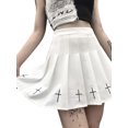 thumbnail image 2 of Lnzyyephy Women High Waist Gothic Punk Mini Skirts, Ladies Cross Pattern Mini Pleated Skirt, 2 of 9