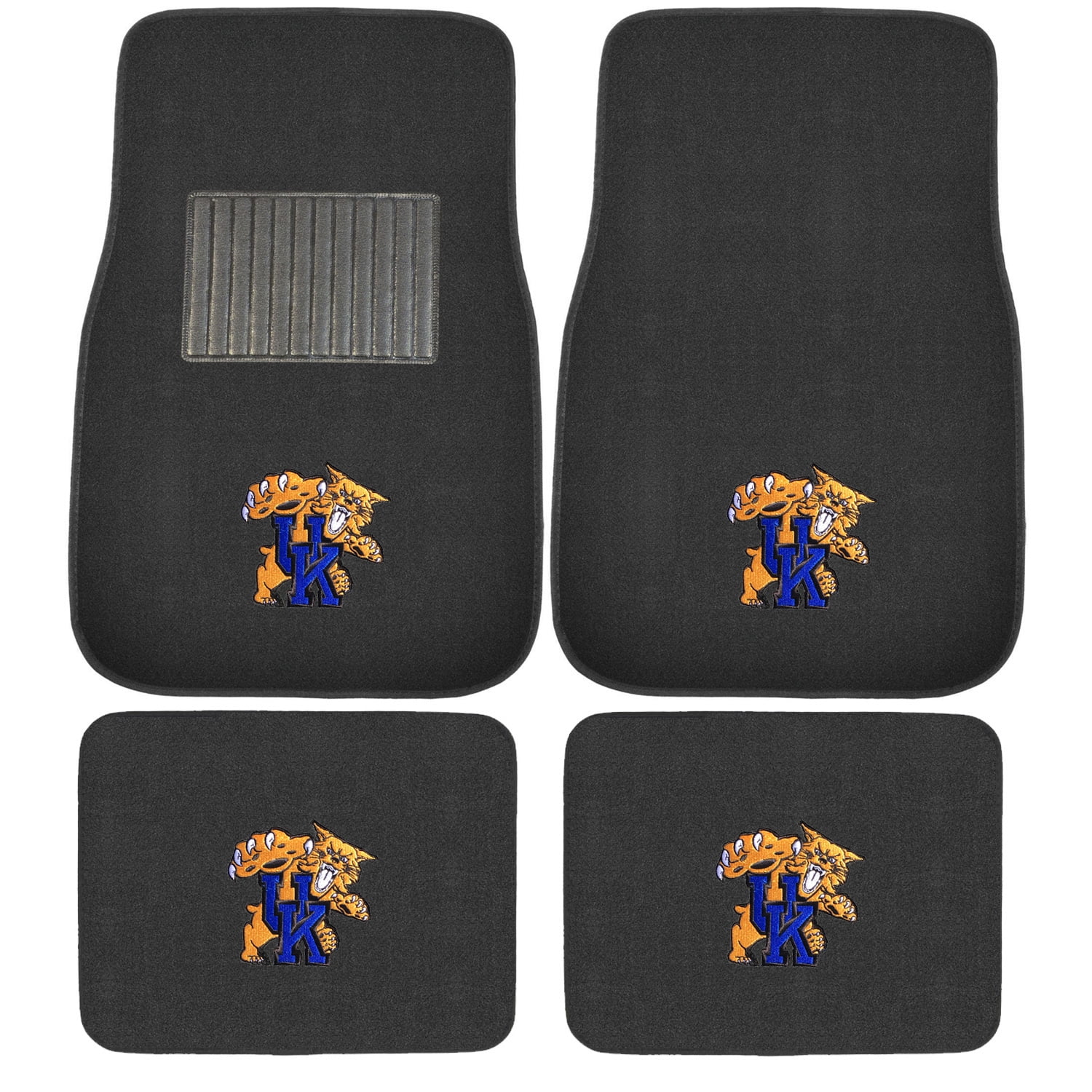 Mascot Carpet Floor Mats Bundle with Steering Wheel Cover for Kentucky Fans Officially Licensed(5 items)