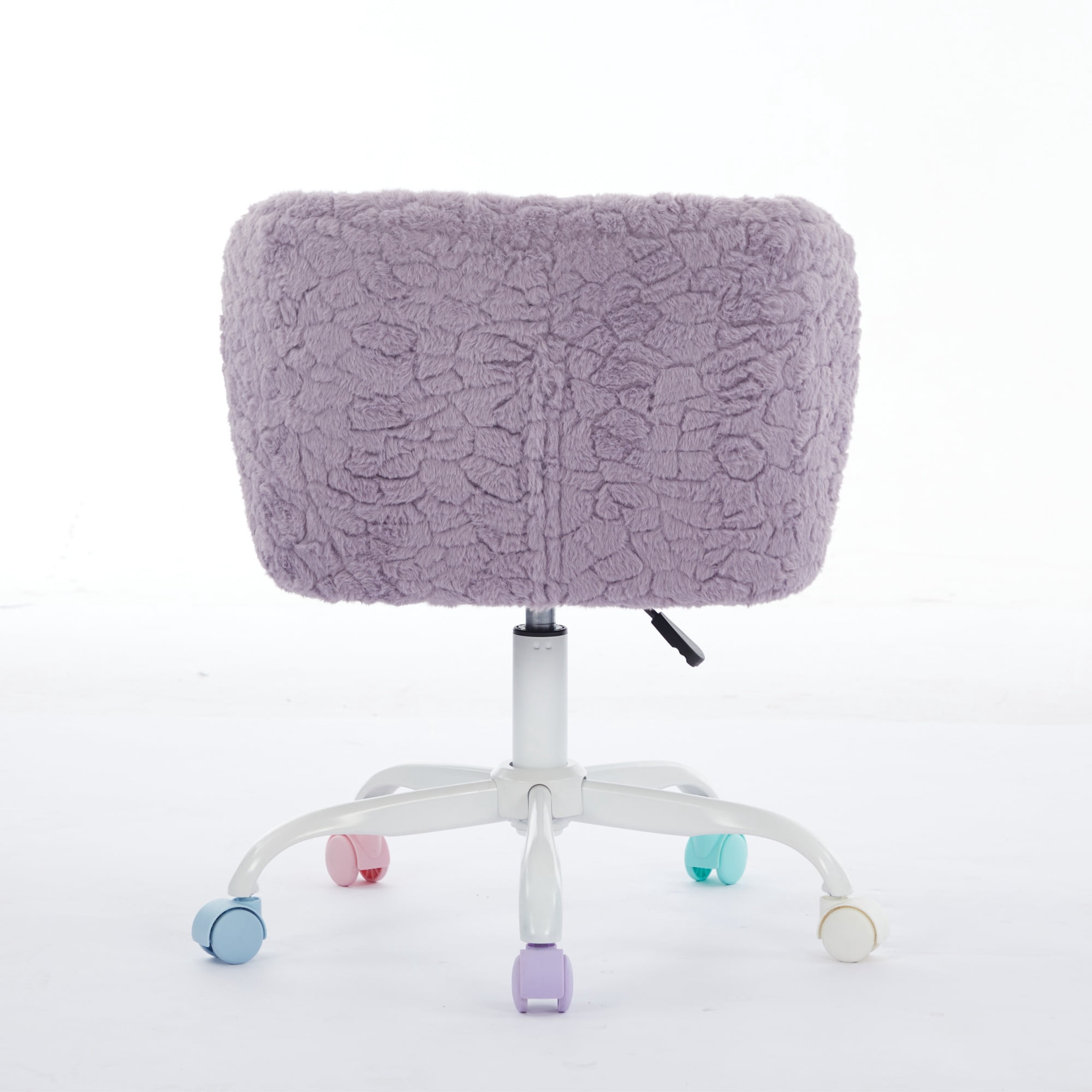 Furniture Office Chair, Artificial Rabbit Hair Home Chair with Metal Base, Adjustable Desk Chair Swivel Office Chair, Vanity Chair (Violet)