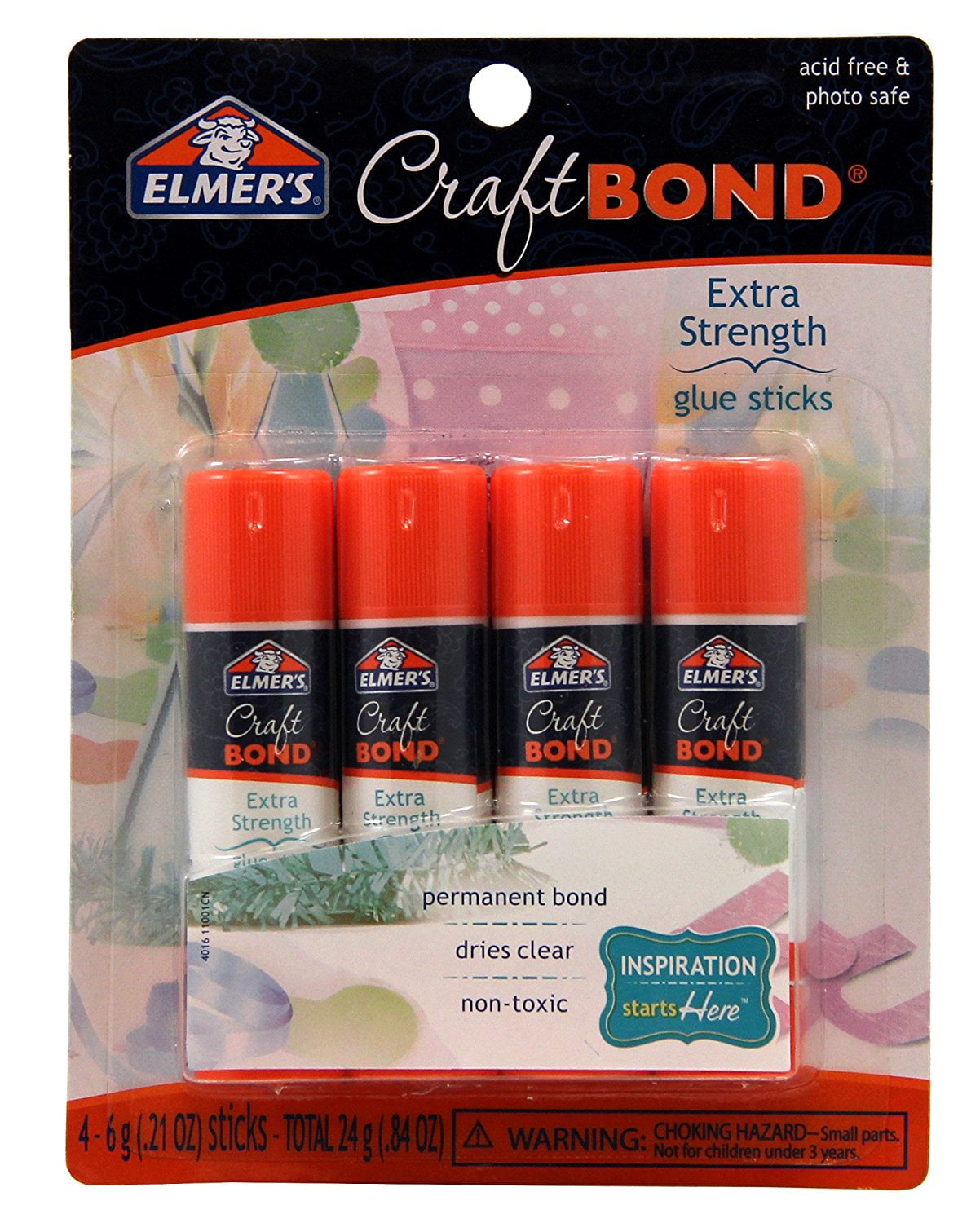 Elmer's E4016 CraftBond Extra Strength Glue Sticks, 4 Sticks per Pack, 6 Grams per Stick, Clear