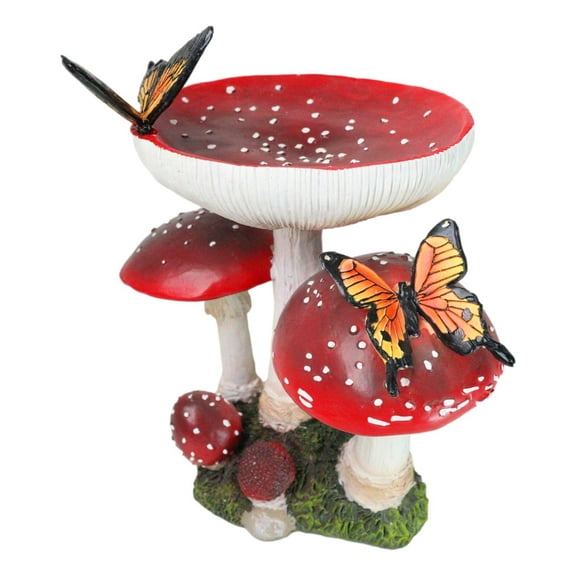 Enchanted Fairy Garden Toadstool Mushrooms With Monarch Butterflies Figurine