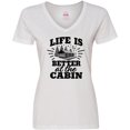 thumbnail image 3 of Inktastic Life is Better at the Cabin with Trees and Moon Women's V-Neck T-Shirt, 3 of 5