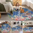 thumbnail image 5 of Turtle Coastal Round Area Rug 4Ft Washable Circle Rugs for Bedroom Dining Room, Nautical Summer Beach Coral Octopus Blue Wooden Non-Slip Carpet Floor Mats Indoor Outdoor Carpet Runner Home Decor, 5 of 8