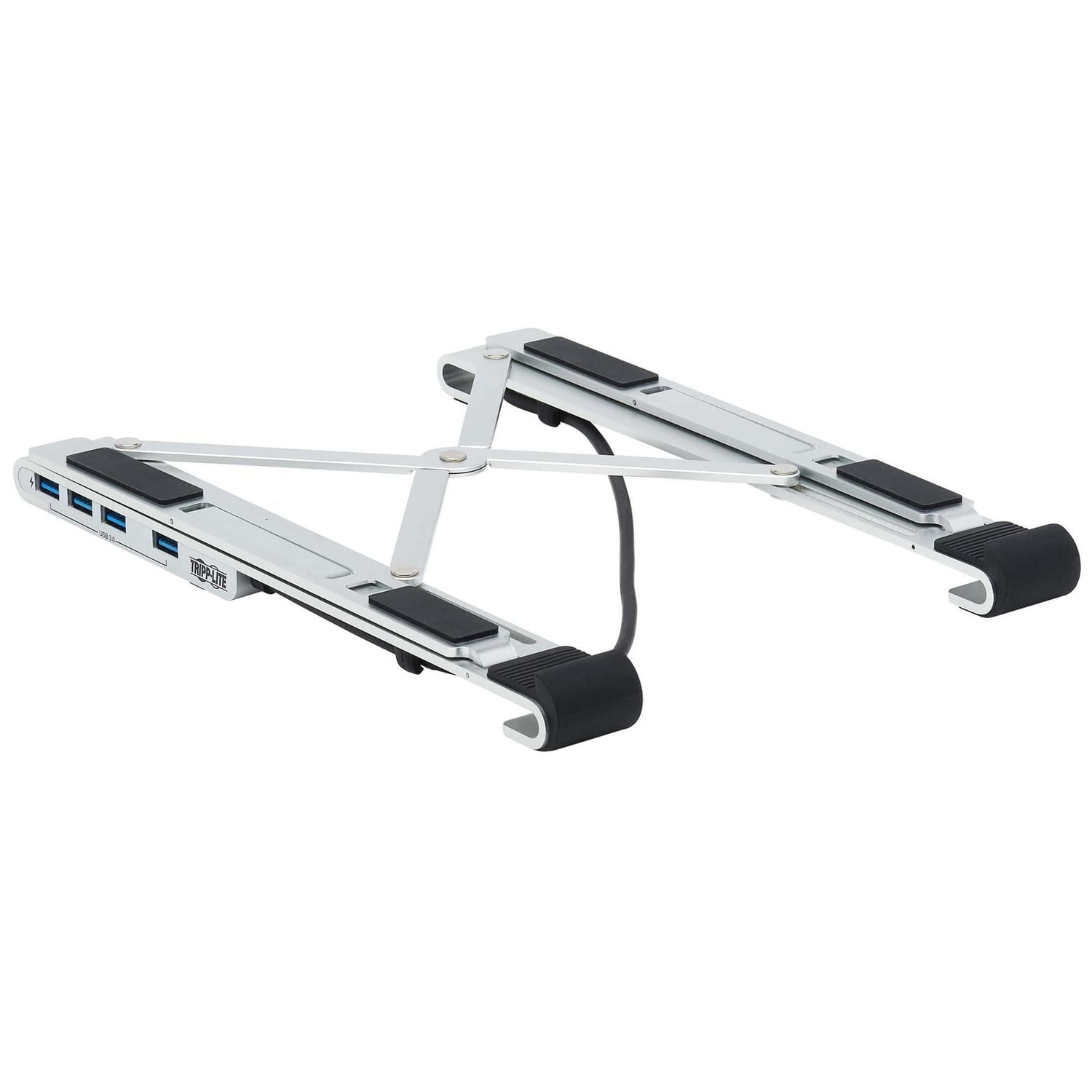 Tripp Lite Laptop Stand with 4-Port USB 3.2 Hub, 4x USB-a, Thunderbolt 3, PD Charging, Silver