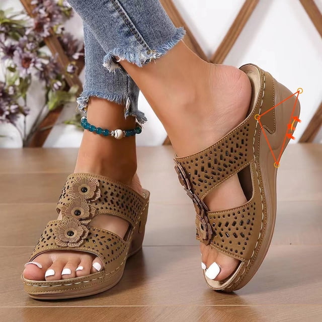 Fankiway Sandales Compensées Confortables à Fleurs en Strass pour Femmes Été Loisirs Liquidation
