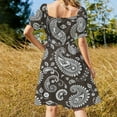 thumbnail image 3 of Paisley Short Sleeved Dress Summer Dresses Birthday Dress for Women Luxury 2025 Dress Party Night, 3 of 6