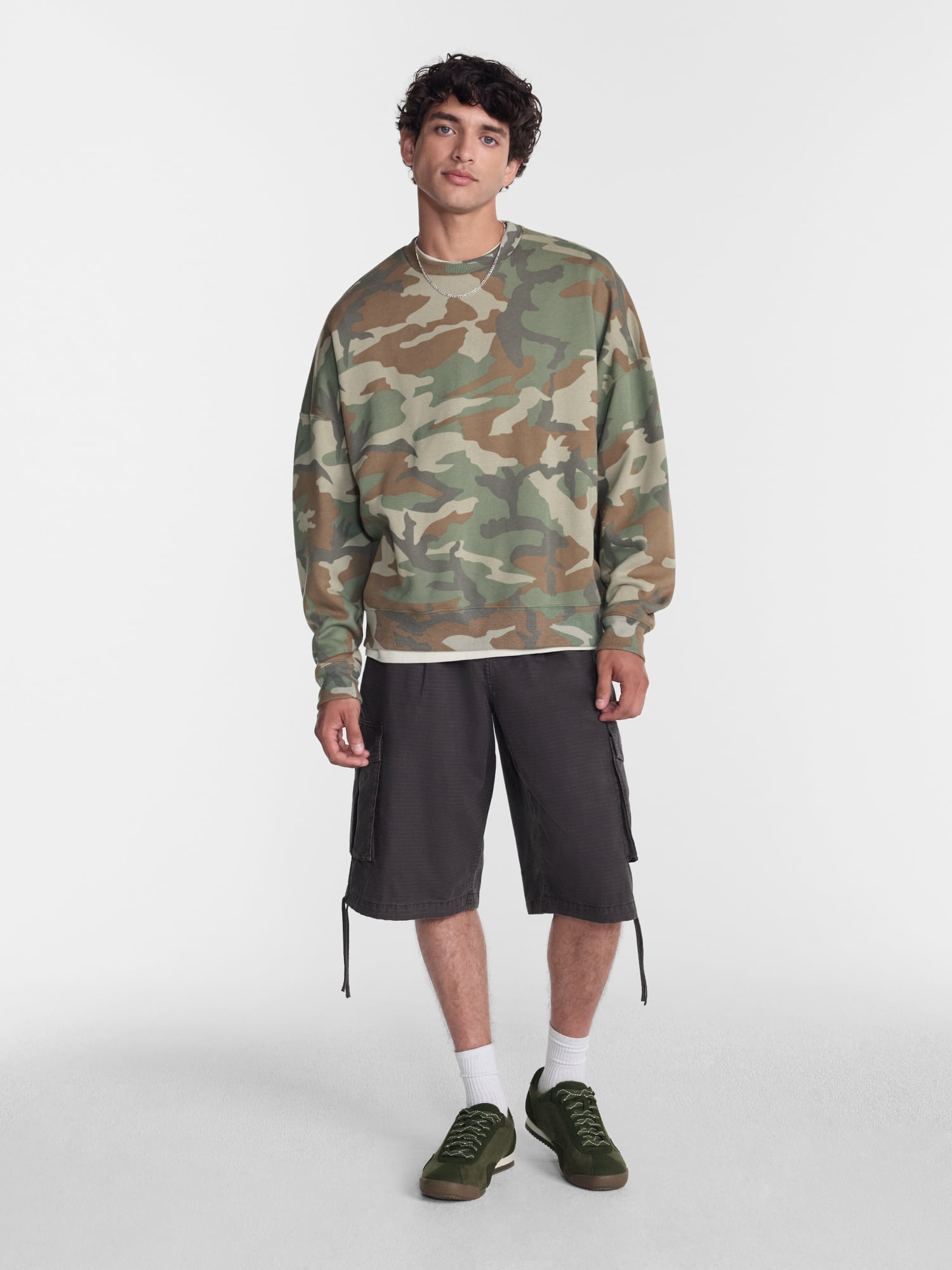 No Boundaries Crewneck Fleece Sweatshirt with Long Sleeves, Men's XS-4XLT