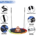 thumbnail image 3 of ZenSports 60-in Round Platform Saucer Swing 660lbs Large Outdoor Tree Swing for Kids W/2 Hanging Straps, Adjustable Rope, Multicolor, 3 of 12