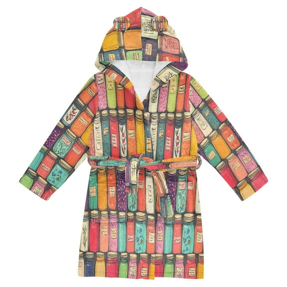FORMRS Niños Bathrobe Unisex Hooded Robe Soft Plush Pajamas Sleepwear, Size 2-3T, Beige Jar