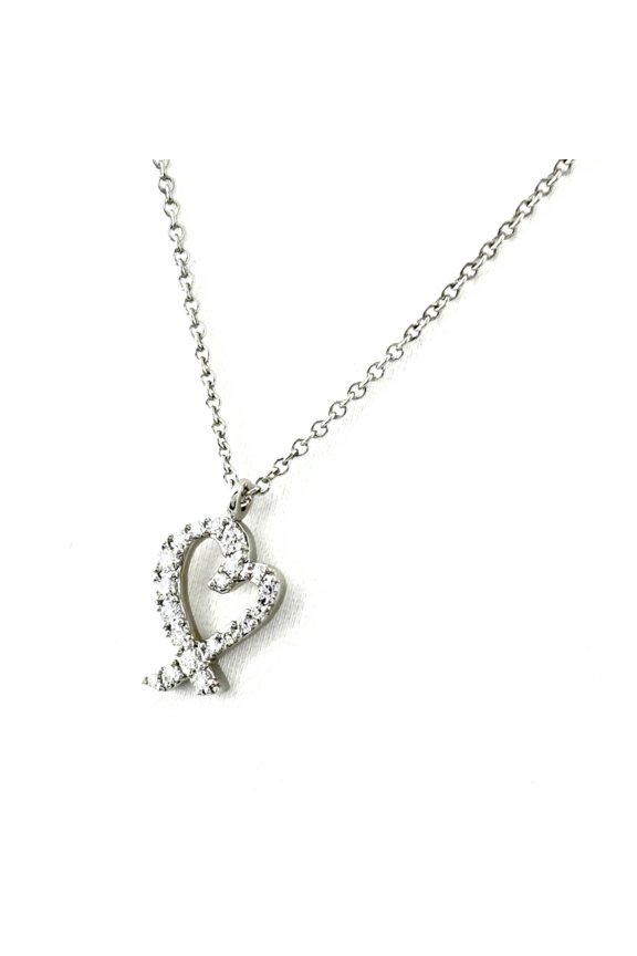 Pre-Owned Tiffany & Co. Loving Heart Necklace Pendant with Diamonds, 750, for Women (Good)