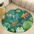 thumbnail image 4 of Lucky Koi Fish Lotus Leaf Floral Medallion Round Rug - Small Round Area Rug, Soft Non-Slip Machine Washable Bedroom Mat Indoor Accent Entry Carpet for Office Desk Dorm Hallway, 4 of 6