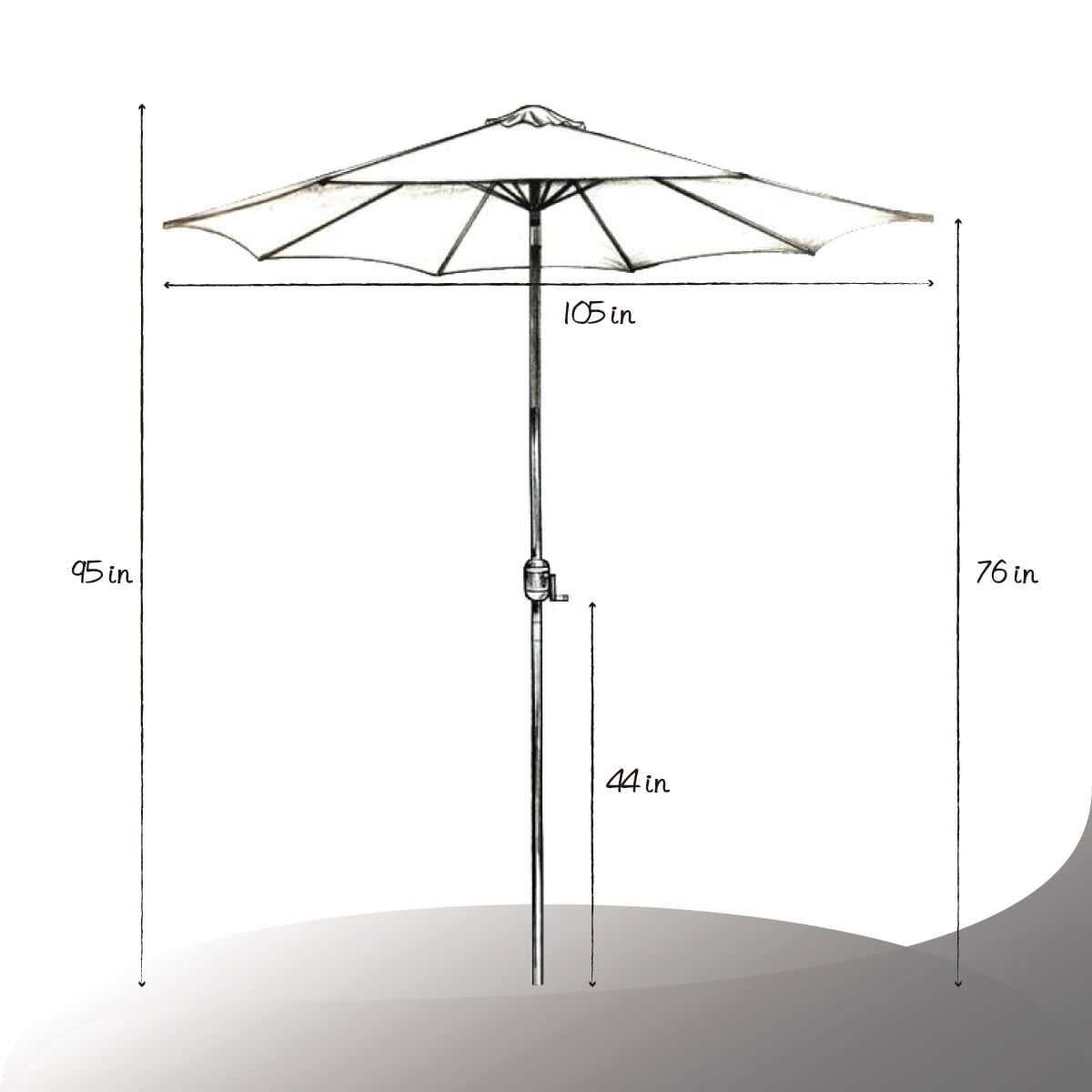Kool Outdoor 9ft Patio Umbrella with Crank Handle and Push Button Tilt, Outdoor Market Umbrella with 8 Ribs - Blue Stripe