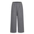 thumbnail image 4 of HKYNLAG Cotton Linen Pants Women Summer Boho Dressy Casual Straight Leg Capri Pants Elastic Waist Beach Trousers with Pockets Gray XL, 4 of 6