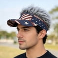 thumbnail image 4 of 4th of July Independence Day Mens Visor Hats with Spiked Wig Novelty Adjustable Baseball Golf Cap with Fake Hair, 4 of 5