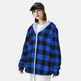thumbnail image 3 of Kdxio Buffalo Plaid Blue Black Print Women Men Sun Protection UPF 50+ Jackets Zip Up Long Sleeve Hoodie Hiking Lightweight with Pockets, 3 of 7